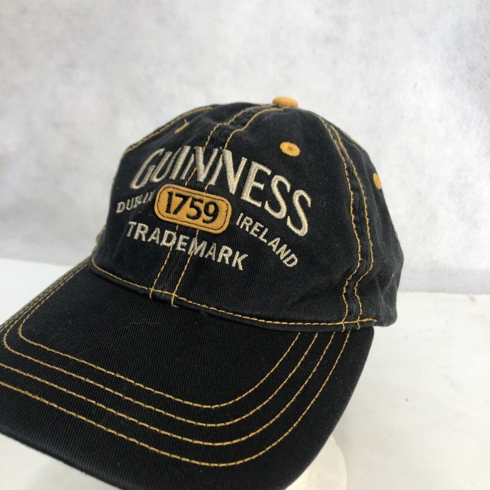 Guiness Beer Hat Dublin Cap 1759 Black Yellow Trim Adjustable Strapback